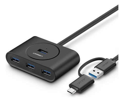 Adaptador Usb/usb-c 2 En 1 Hub 4 Puertos Usb 3.0 Cable 0.5m