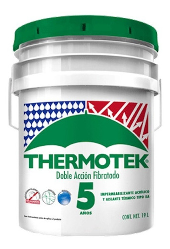 Impermeabilizante Blanco Doble Fibratado Thermotek 19l 5 Año