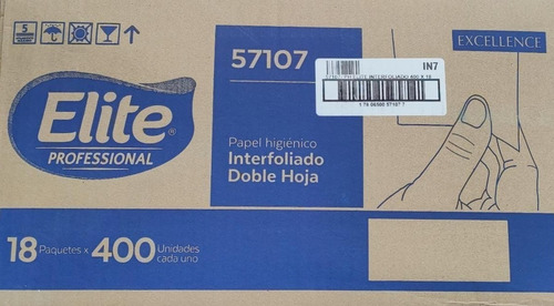 Imagen 2 de 3 de Papel Higiénico Interfoliado, Doble Hoja, Elite, 18x 400un