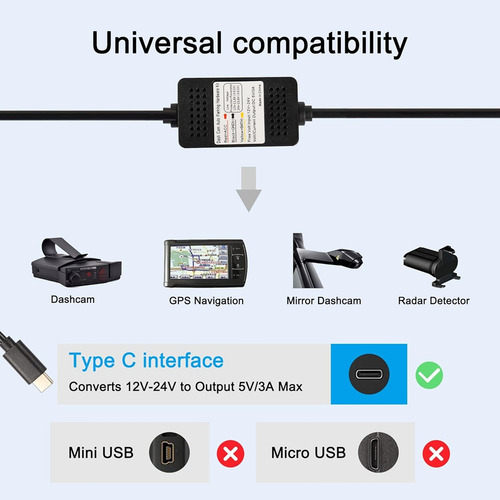 Kit Dash Acc Hardwire, Kit Usb C Dashcam Step-down -cryst