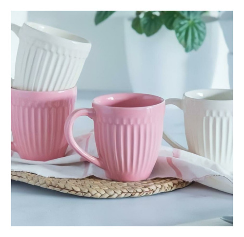 Juego X4 Taza Mug De Ceramica 300 Ml Café Te Color Celeste