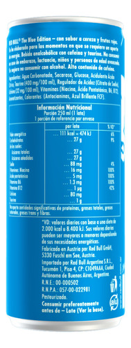 Pack X4 Unidades Red Bull Energizante The Blue Edition 250ml