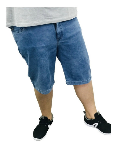 Imagem 1 de 4 de Bermuda Masculina Jeans C/ Lycra Plus Size Delave Clara
