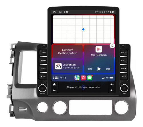 Kit Multimidia Tesla New Civic 9,7p Android Carplay 2gb 64gb
