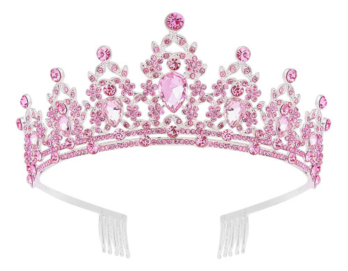 Didder Tiaras De Cristal Rosa Para Mujer, Corona De Princes