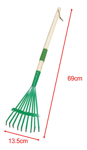 Ancinho De Folhas Para Jardim, Resistente Com Cabo De