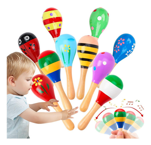 Maracas De Madera Para Niños Sonajeros De Percusión Manual D