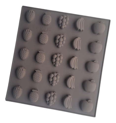 * Molde Silicon 25 Frutas Fondant Choco Jabon Resina Gomita