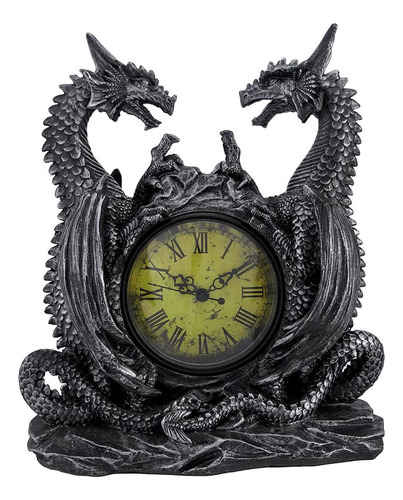 Dwk Reloj De Estanteria Gotica De Dragon Doble | Reloj De Es