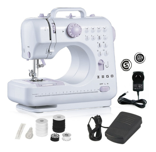 Imagen 2 de 10 de Máquina De Coser Zego Electrica Portable Blanca 220v