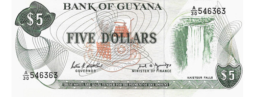 Guyana Billete De 5 Dólares (1966-92) - Pick 22e - Sin Circ.