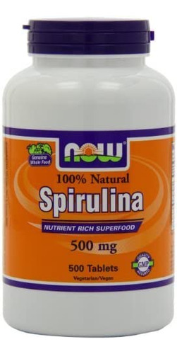 Now Foods Spirulina 500mg Tabletas 500 Unidades Paquete De 3