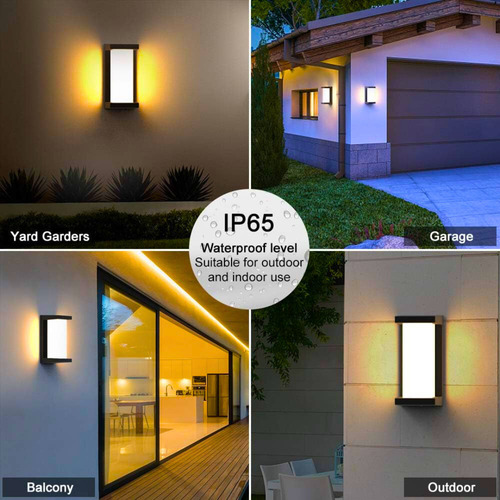Lámpara Luces Led Pared Impermeable Para Exteriores Moderno Negro