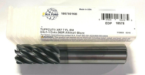 M.a. Ford 3/4  Carbide End Mill Altima Blaze Coating .06 Zts