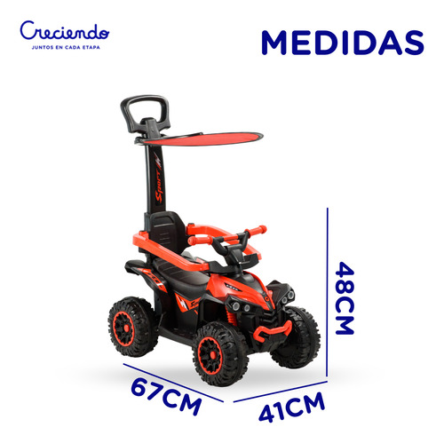 Cuatriciclo A Batería 6v Bluetooth Barra De Empuje Y Música