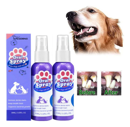 Spray Bucal Pet Clean, 2 Unidades, 30 Ml, Para Perros Y Gato