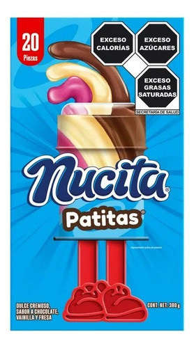 Nucita Patitas 20 Piezas Chocolate Vainilla Fresa