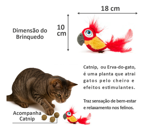 Pelúcia Pica Pau Com Som De Pássaros Para Gato Contém Catnip Super Fofo