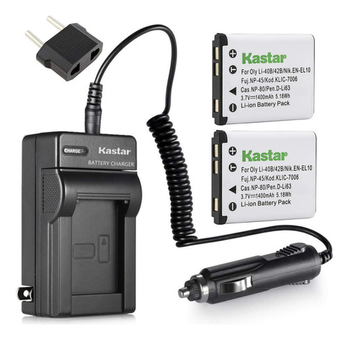 Kastar Paquete De 2 Baterias Y Cargador Para Camaras Pentax