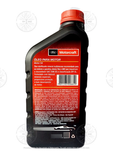 Oleo De Motor Motorcraft 20w50 Sl Mineral Original Ford