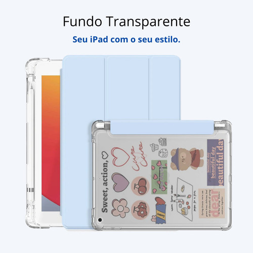 Capa iPad 9 Geração Suporte Pencil Auto Hibernação Prática Cor Lilás