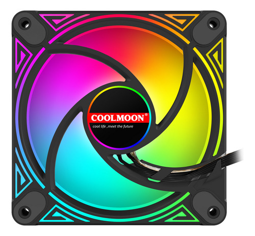 Cooler Fan Coolmoon Dm1 Pwm 4 Pinos + Argb 5v Led Infinito
