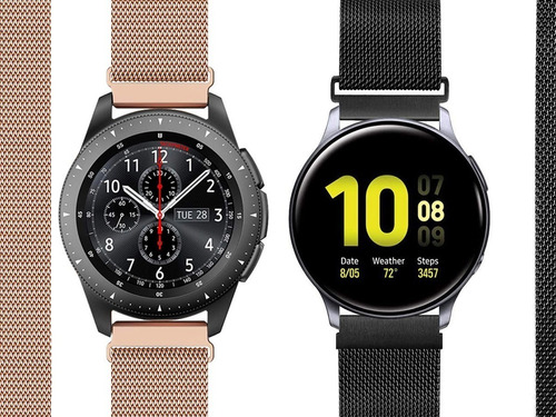 Kit 2 Pulseira Magnetica Relogio Smartwatch 20mm / 22mm Top Cor PRETA - ROSE GOLD Largura 20 mm