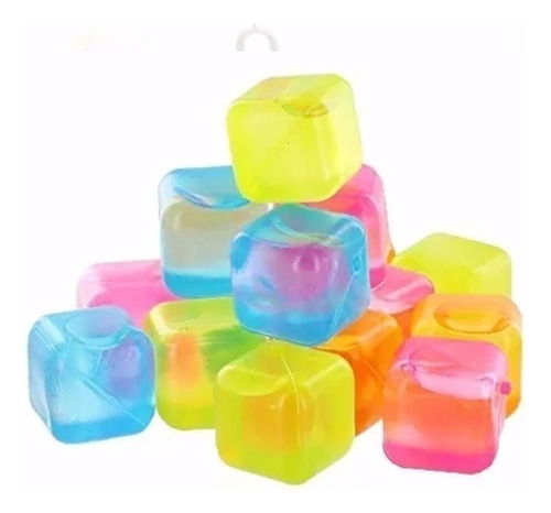 12 Cubos De Gelo Artificial Reutilizável Coloridos