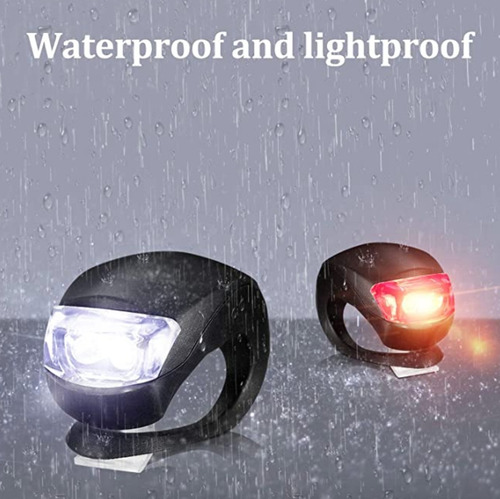 Imagen 7 de 9 de 2 Luces Bicicleta Luz Led Silicona Delantera Y Trasera Pilas
