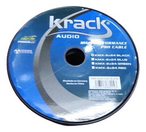 Rollo De 100 Mts De Cable Krack Balanceado P/ Micrófono 2x24