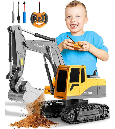 1:24 Excavadora Control Remoto Rc Juguete 6canal Alloy Color Naranja Claro