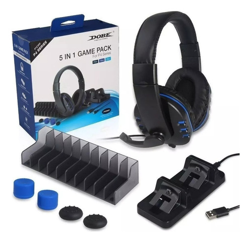 Pack Gamer Dobe 5 En 1 Audífonos Micrófono Para Ps4/celular