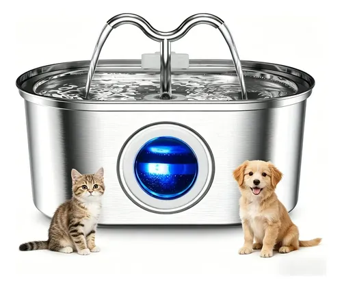 Bebedouro Automático Inox Com Filtro Para Gatos E Cães 127/220v Prateado