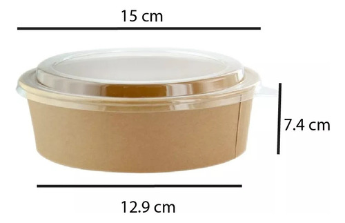 100 Bowls Kraft Contenedores Biodegradables 1000 Ml Con Tapa