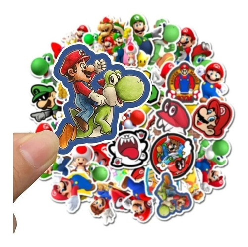 Stickers Autoadhesivos - Super Mario (50 Unidades)