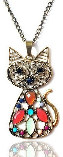 Collar Gato Vintage Pedreria + Estuche Tureloj