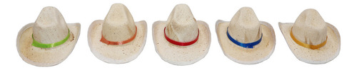 50 Sombrero Texano 8cm Vaquero Miniatura Mini Color Natural