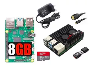 Raspberry Pi 4 Pi4 Kit 8gb Ram Case Alumínio 32gb Lançamento