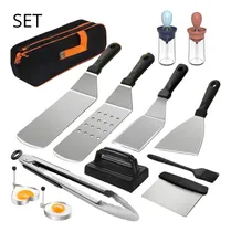 Comprar Kit Parrillero Y Plancha Utensilios Acero Inoxidable 14 Pcs