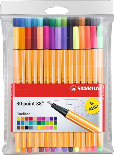 Estuche Stabilo Point 88 Con 25 Rotuladores Clásicos +5 Neon