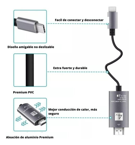 Cable Usb C Hdmi 4k Macbook Tv Samsung Galaxy Dex Mode 60hz