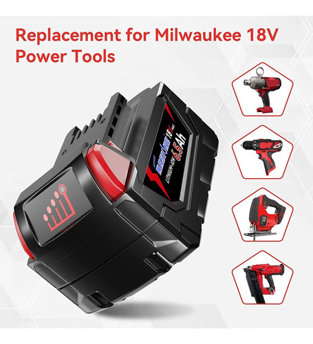 Masione 2pack 6.5ah 18v Battery Replacement For Milwaukee M-