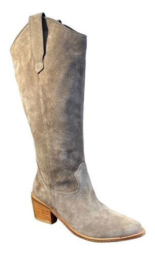 Imagen 2 de 3 de Bota Texana Cuero Gamuzado