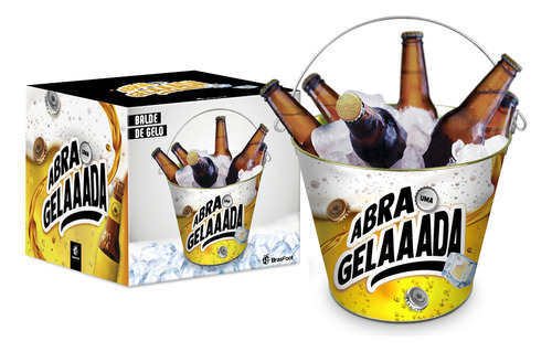 Balde De Gelo Metal Decorado Temas Cerveja - Abra Uma Gelada