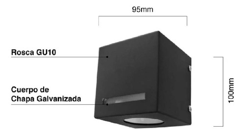 Aplique Ferrolux Bolonia 1gu10 95x95x102 + Eco Led 5w L/d Negro