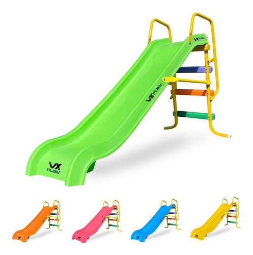 Tobogan Infantil 3 Escalones Bajada Pvc Vxplay Doble Pared Color Verde