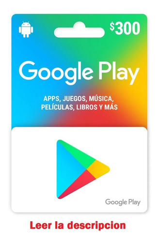 Imagen 1 de 2 de Tarjeta Google Play 300