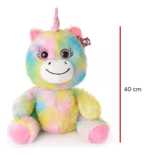 Peluche Unicornio Sentado Multicolor 40cm Suave - Rex Color Turquesa