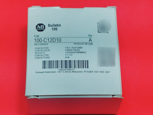 Allen Bradley 100-c12d10 Contactor,12 A,110v 50 Hz / 120v 60