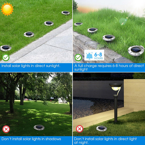 Luces Solares Para El Suelo Biling 8 Paquetes De Luces Solar